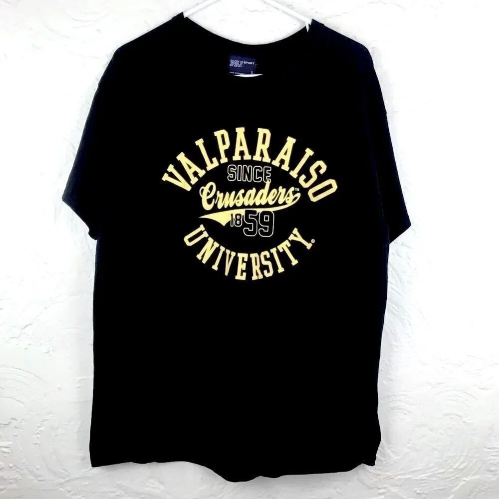 Valparaiso University Crusaders Black with yellow Script T-shirt